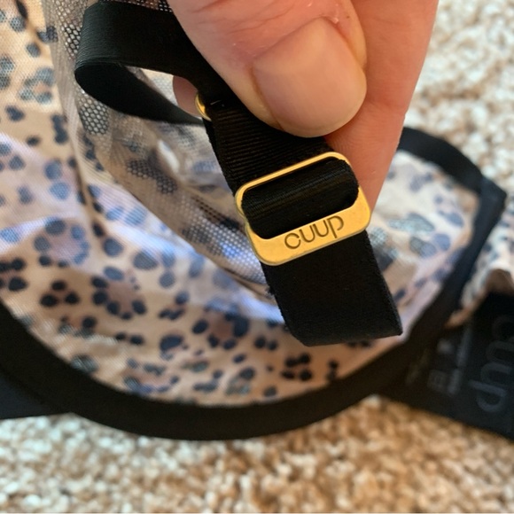 CUUP Bra Size 38F The Plunge Animal Leopard Print Sheer Mesh Black Brown - Picture 4 of 9